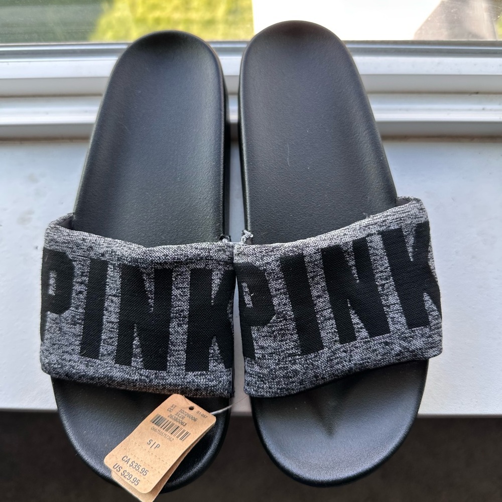 PINK Victoria's Secret Black and Gray Sandals